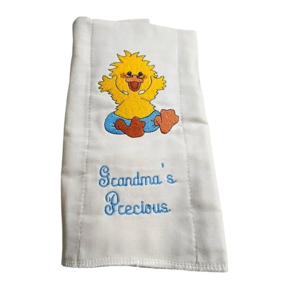 Vintage Grandmas Precious Ducky Burp Cloth Embroidered Handmade Diaper